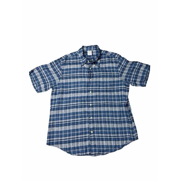 Brooks Brothers Other - Brooks Brothers Men's XL Linen Plaid Button-Down Shirt Blue Green Brown White